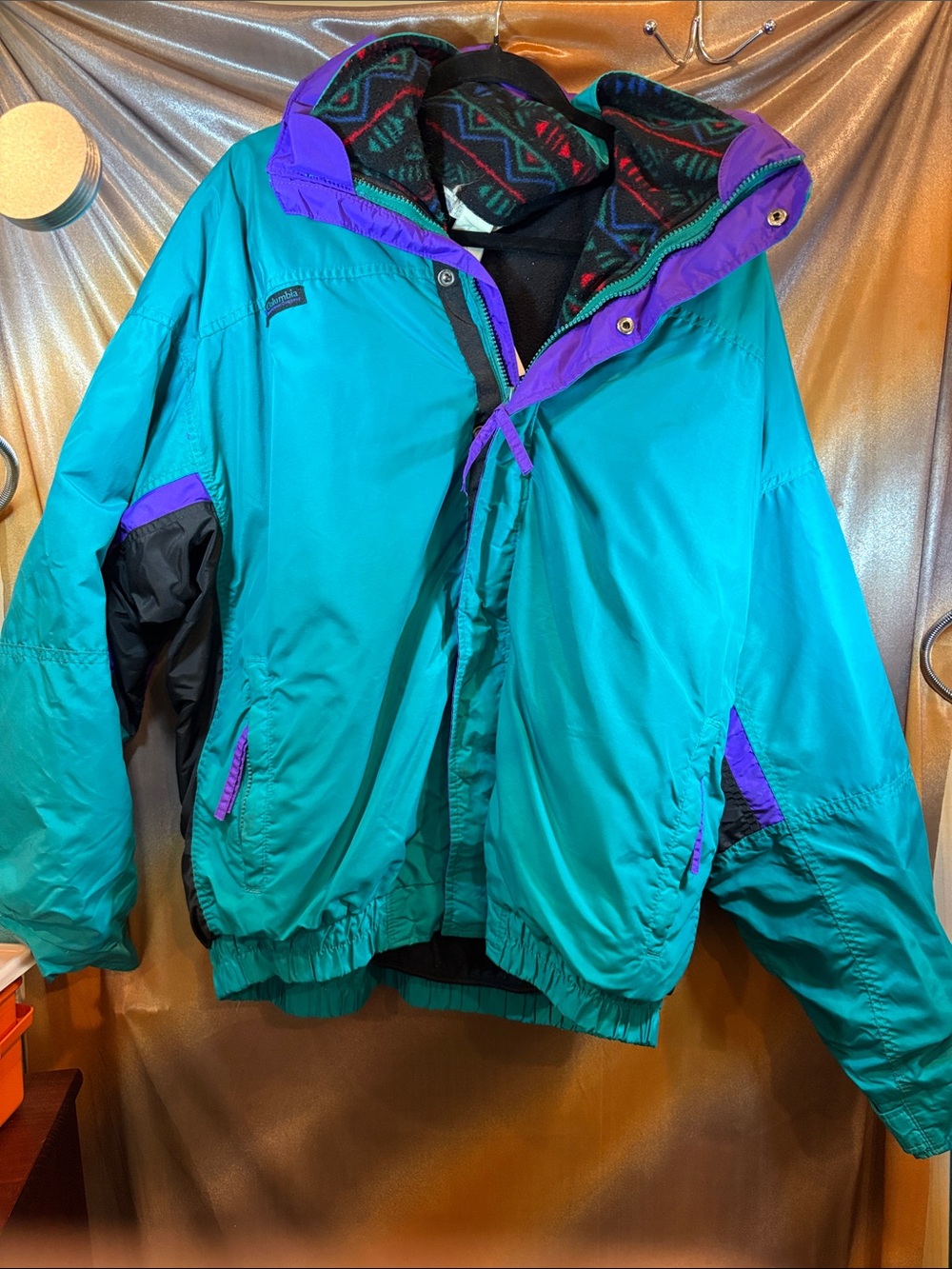 Vintage 90’s Columbia “Bugaboo” Teal + Purple Retro Ski Jacket bag 49